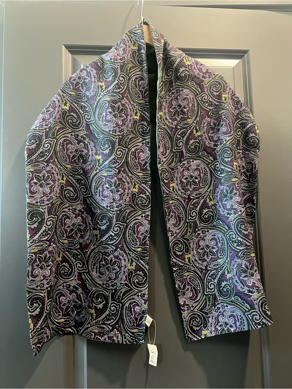 NWT Talbots 100% Silk/Wool Purple Paisley Scarf *read*